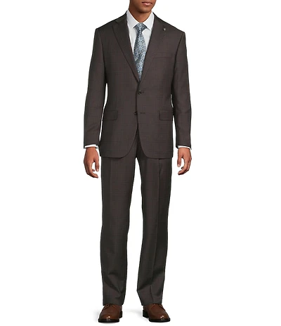 Hart Schaffner Marx Chicago Classic Fit Pleated Plaid Print 2-Piece Suit