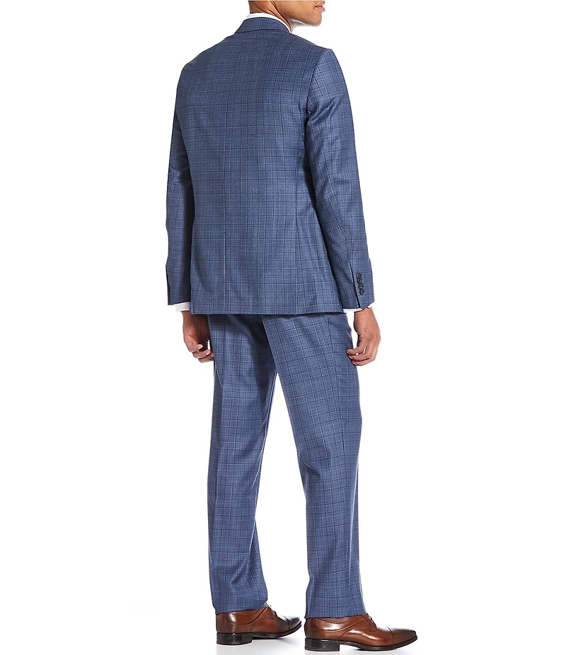 Hart Schaffner Marx Chicago Fit Flat Front Plaid Print 2-Piece Suit