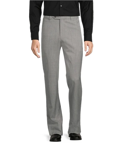Hart Schaffner Marx New York Modern Fit Light Grey Pre-Tailored Flat Front Super Stretch Solid Dress Pants