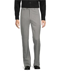 Hart Schaffner Marx New York Modern Fit Light Grey Pre-Tailored Flat Front Super Stretch Solid Dress Pants