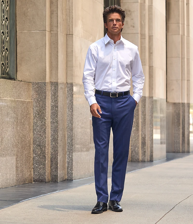 Hart Schaffner Marx New York Modern Fit Pre-Tailored Flat Front Super Stretch Solid Dress Pants