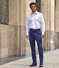 Hart Schaffner Marx New York Modern Fit Pre-Tailored Flat Front Super Stretch Solid Dress Pants