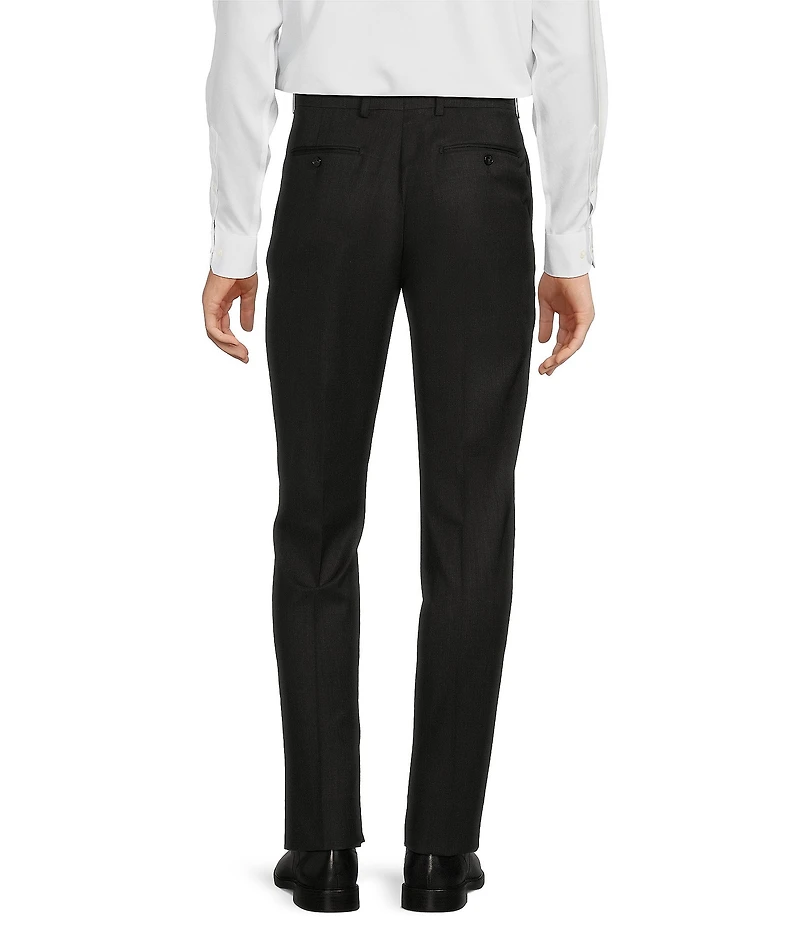 Hart Schaffner Marx New York Modern Fit Charcoal Pre-Tailored Flat Front Super Stretch Solid Dress Pants