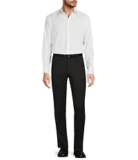 Hart Schaffner Marx New York Modern Fit Charcoal Pre-Tailored Flat Front Super Stretch Solid Dress Pants
