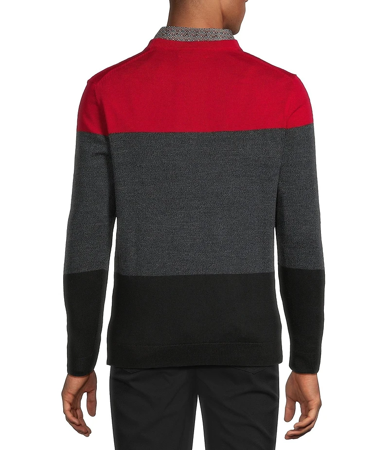 Hart Schaffner Marx Crew Merino Wool Stripe Sweater