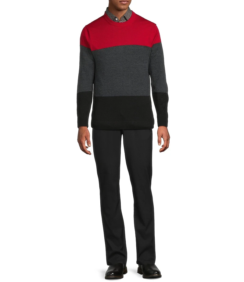 Hart Schaffner Marx Crew Merino Wool Stripe Sweater