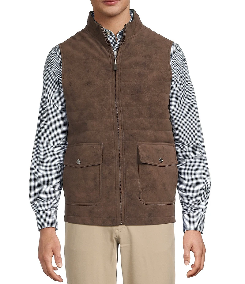 Hart Schaffner Marx Faux Suede Plaid Reversible Vest