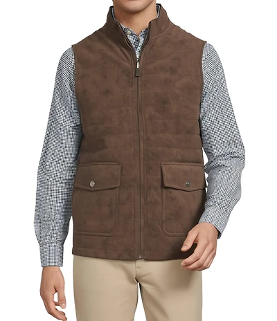 Hart Schaffner Marx Faux Suede Plaid Reversible Vest