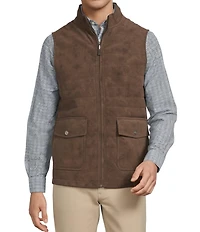 Hart Schaffner Marx Faux Suede Plaid Reversible Vest