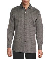 Hart Schaffner Marx Hart's Holiday Collection Long Sleeve Spread Collar Medallion Sport Shirt