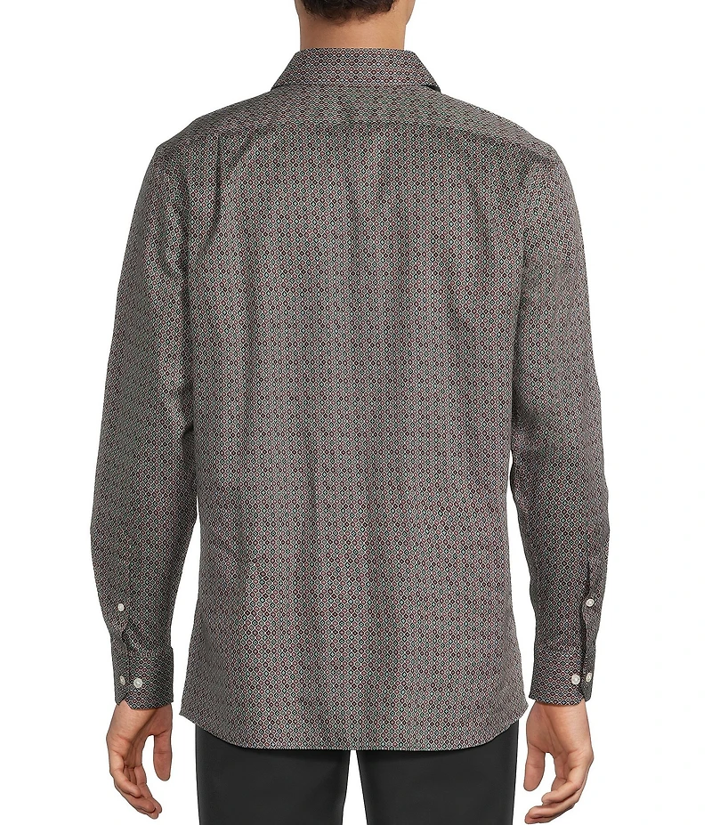 Hart Schaffner Marx Hart's Holiday Collection Long Sleeve Spread Collar Medallion Sport Shirt