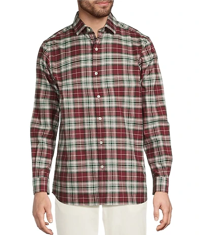 Hart Schaffner Marx Hart's Holiday Collection Long Sleeve Spread Collar Multi Plaid Sport Shirt