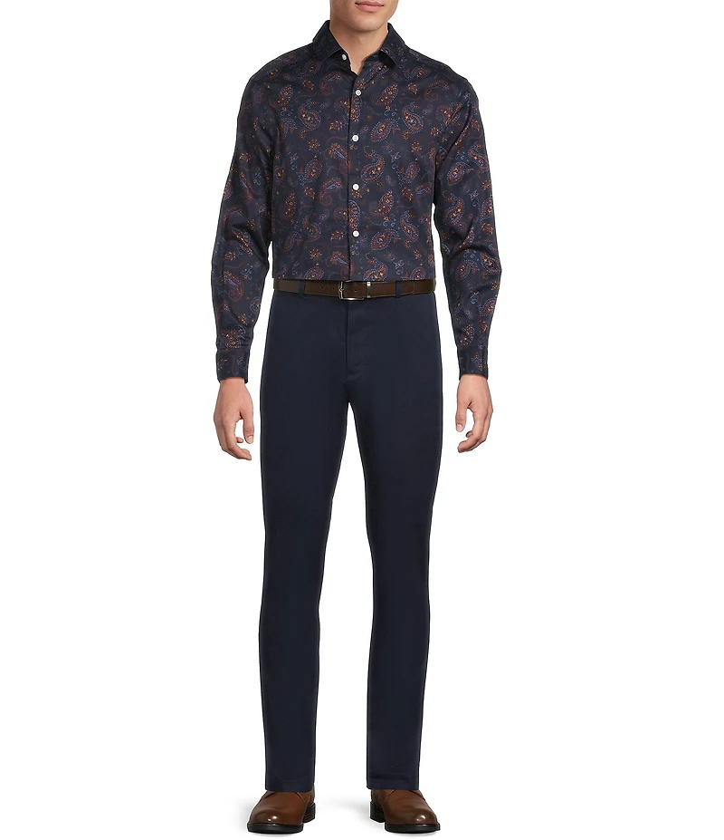 Hart Schaffner Marx Hart's Holiday Collection Long Sleeve Spread Collar Paisley Sport Shirt