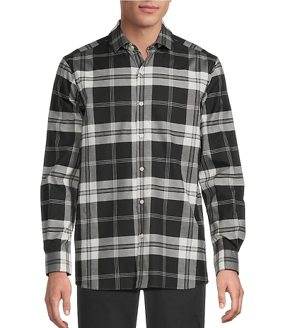 Hart Schaffner Marx Hart's Holiday Collection Long Sleeve Spread Collar Plaid Sport Shirt
