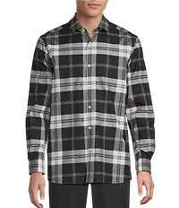 Hart Schaffner Marx Hart's Holiday Collection Long Sleeve Spread Collar Plaid Sport Shirt