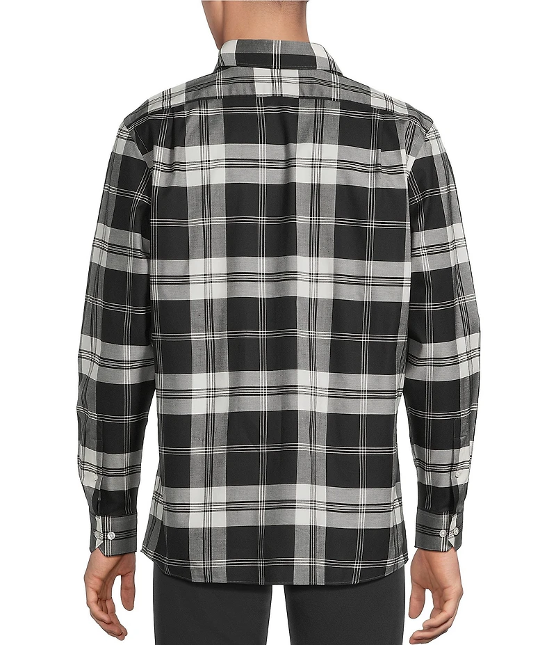 Hart Schaffner Marx Hart's Holiday Collection Long Sleeve Spread Collar Plaid Sport Shirt