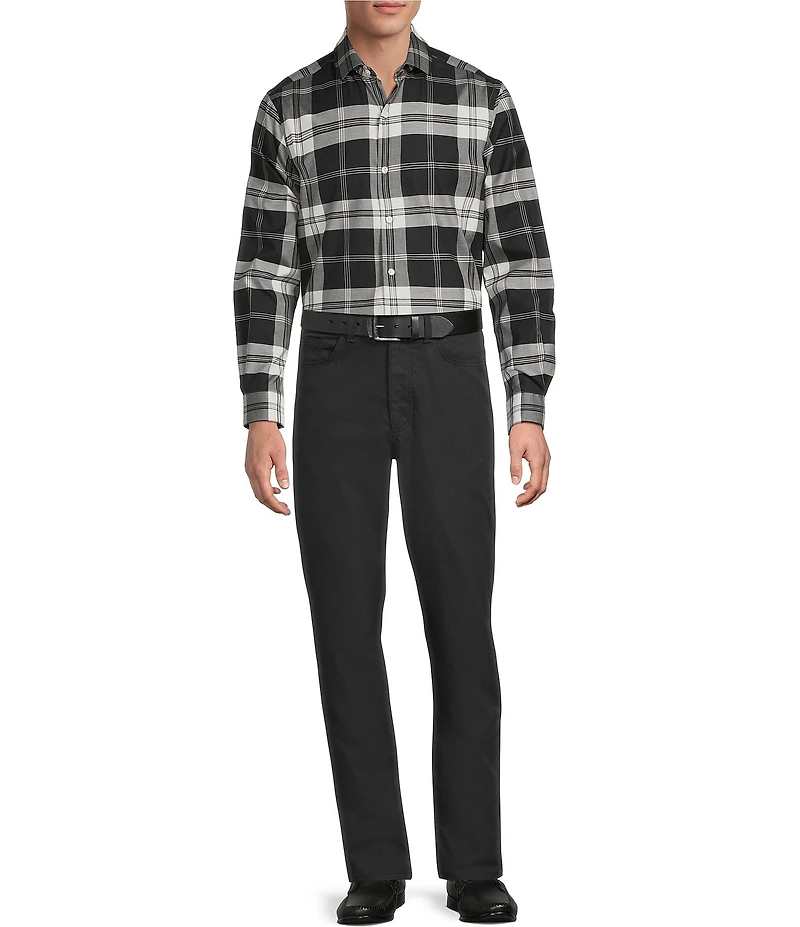 Hart Schaffner Marx Hart's Holiday Collection Long Sleeve Spread Collar Plaid Sport Shirt