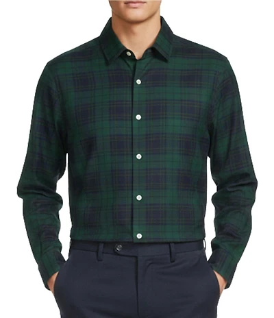 Hart Schaffner Marx Hart's Holiday Collection Long Sleeve Spread Collar Plaid Sport Shirt