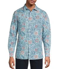Hart Schaffner Marx Long Sleeve Floral Paisley Linen Button Front Shirt