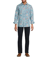 Hart Schaffner Marx Long Sleeve Floral Paisley Linen Button Front Shirt