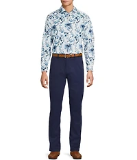 Hart Schaffner Marx Long Sleeve Large Floral Print Coat Front Shirt