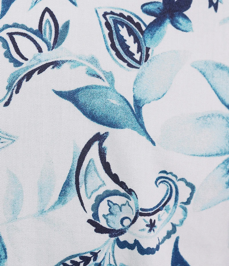 Hart Schaffner Marx Long Sleeve Large Floral Print Coat Front Shirt