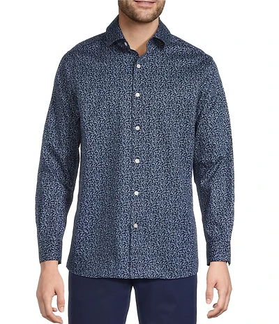 Hart Schaffner Marx Long Sleeve Leaf Print Button Front Shirt