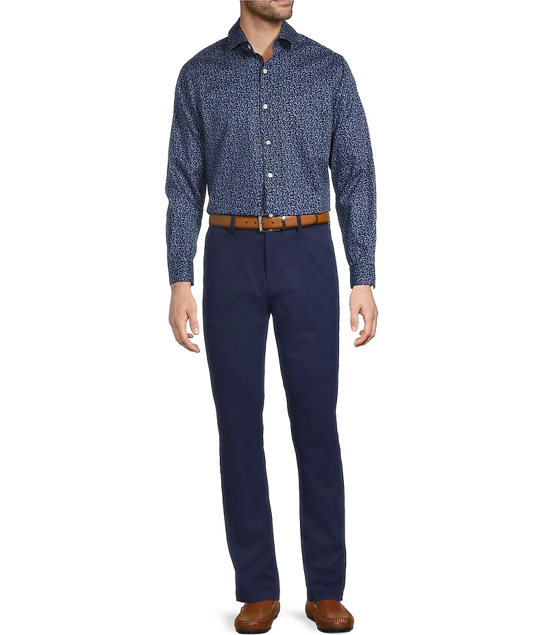 Hart Schaffner Marx Long Sleeve Leaf Print Button Front Shirt