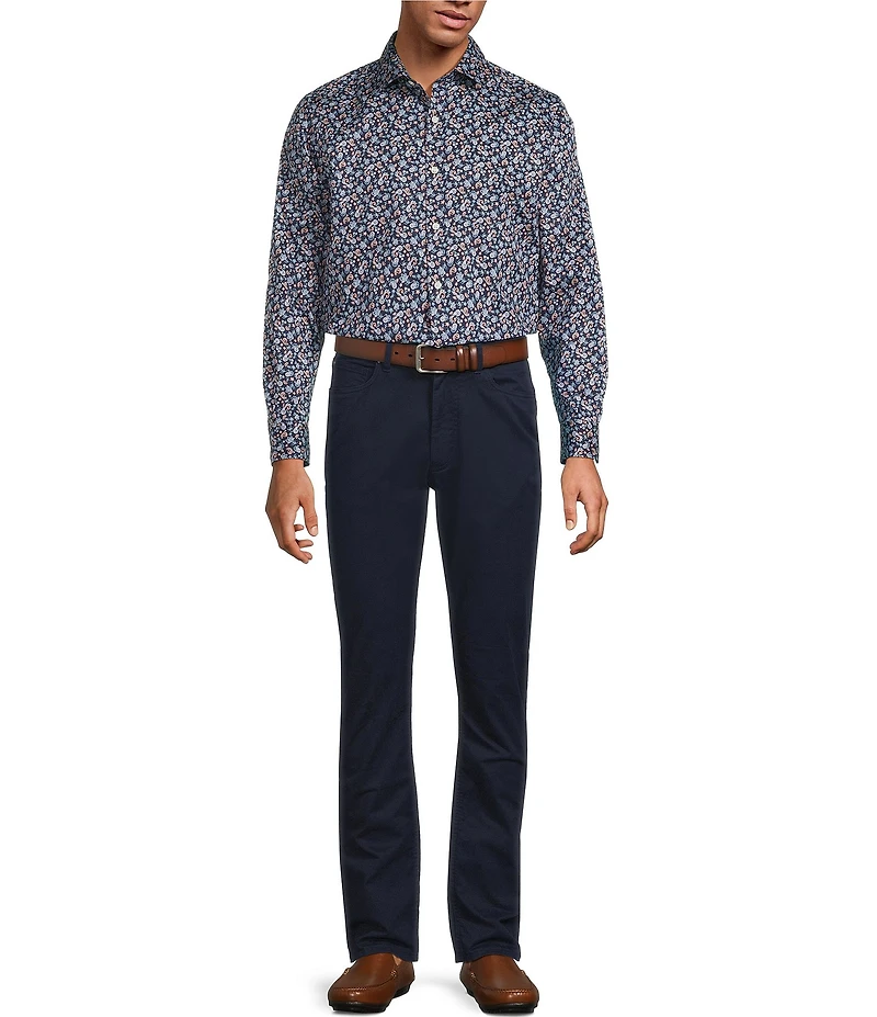 Hart Schaffner Marx Long Sleeve Paisley Floral Print Button Front Shirt