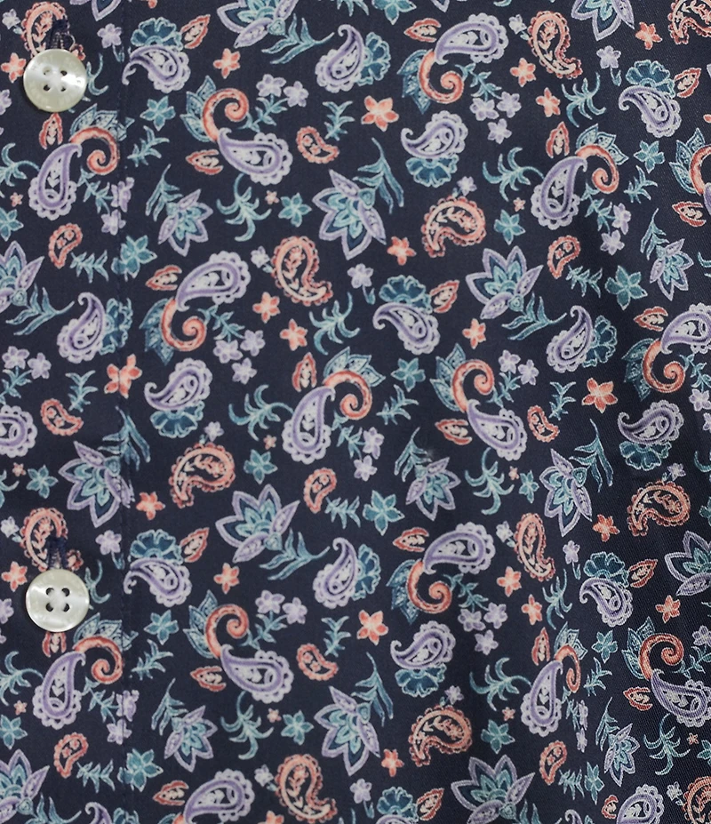 Hart Schaffner Marx Long Sleeve Paisley Floral Print Button Front Shirt