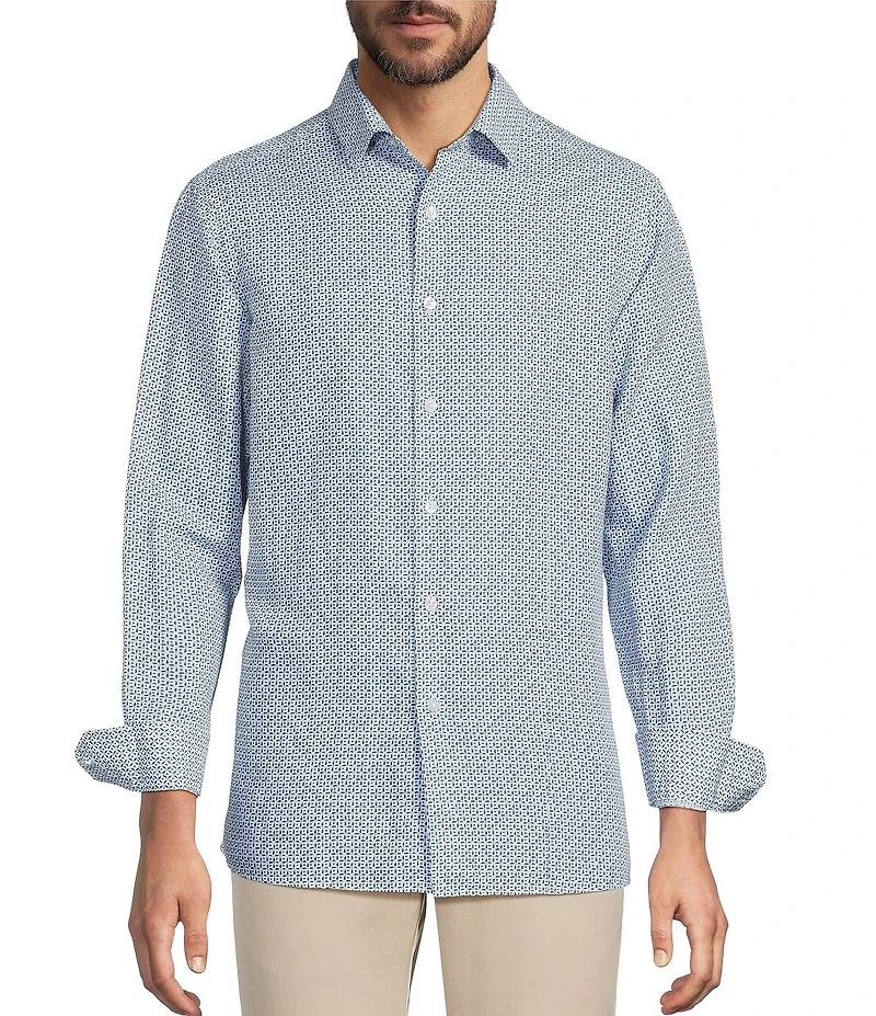 Hart Schaffner Marx Long Sleeve Petal Linen Button Front Shirt
