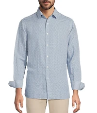 Hart Schaffner Marx Long Sleeve Petal Linen Button Front Shirt