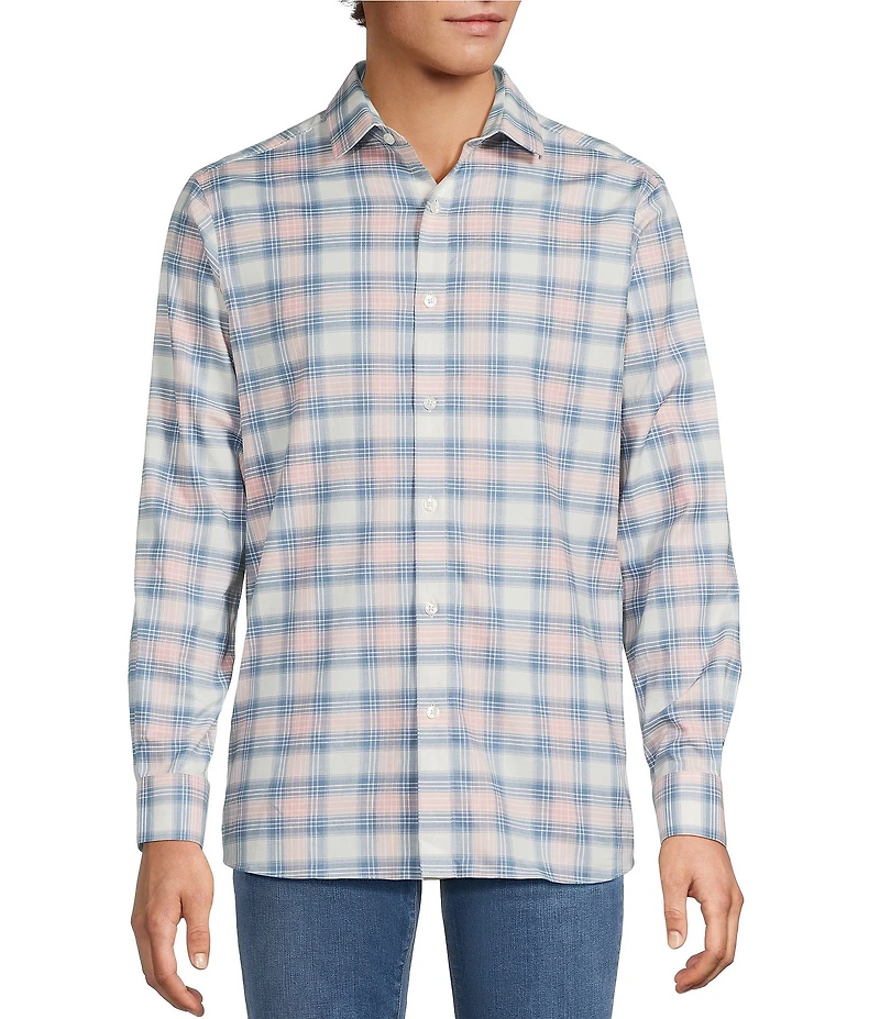 Hart Schaffner Marx Long Sleeve Plaid Print Button Front Shirt