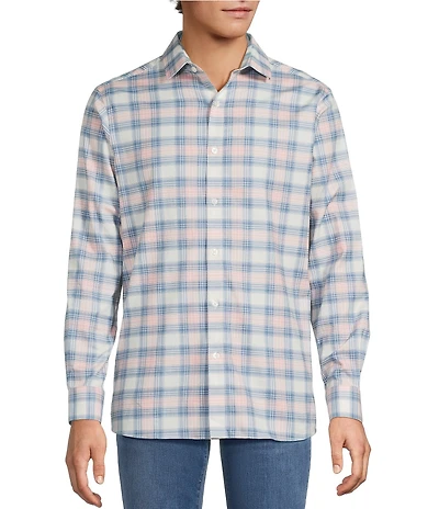 Hart Schaffner Marx Long Sleeve Plaid Print Button Front Shirt