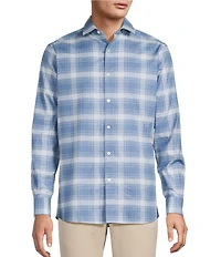 Hart Schaffner Marx Long Sleeve Plaid Print Coat Front Shirt