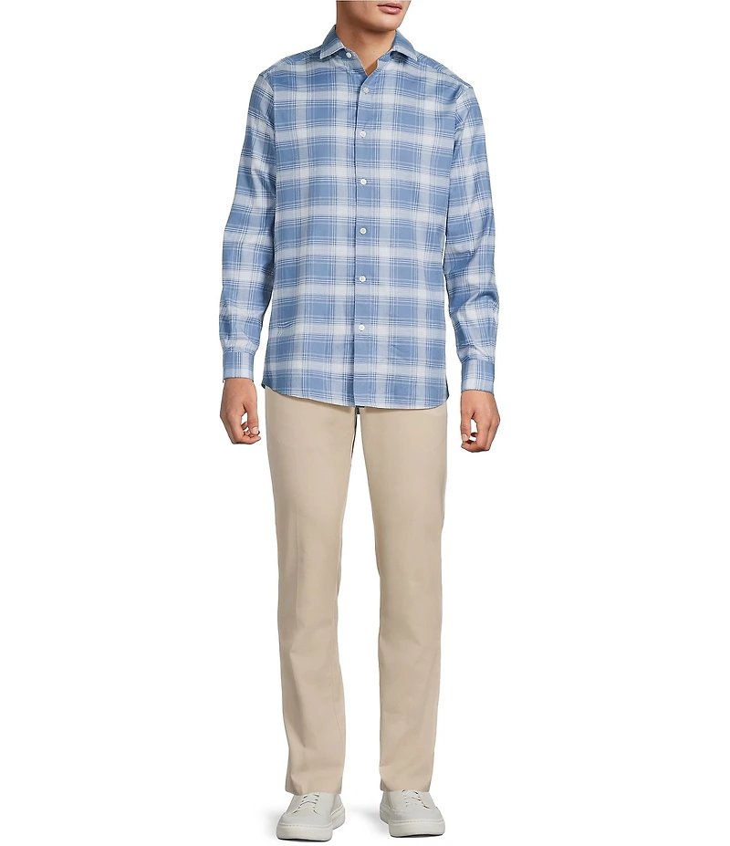 Hart Schaffner Marx Long Sleeve Plaid Print Coat Front Shirt