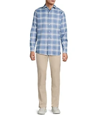 Hart Schaffner Marx Long Sleeve Plaid Print Coat Front Shirt