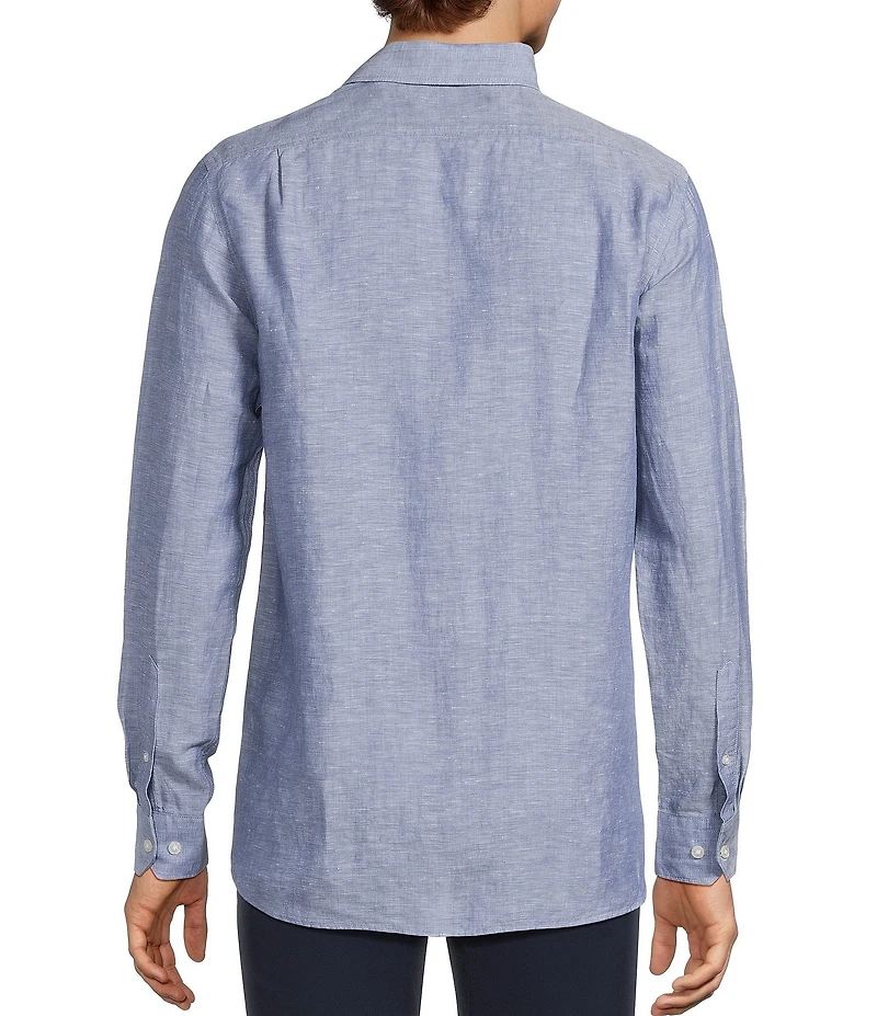 Hart Schaffner Marx Long Sleeve Solid Linen Button Front Shirt