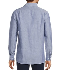 Hart Schaffner Marx Long Sleeve Solid Linen Button Front Shirt