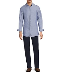 Hart Schaffner Marx Long Sleeve Solid Linen Button Front Shirt