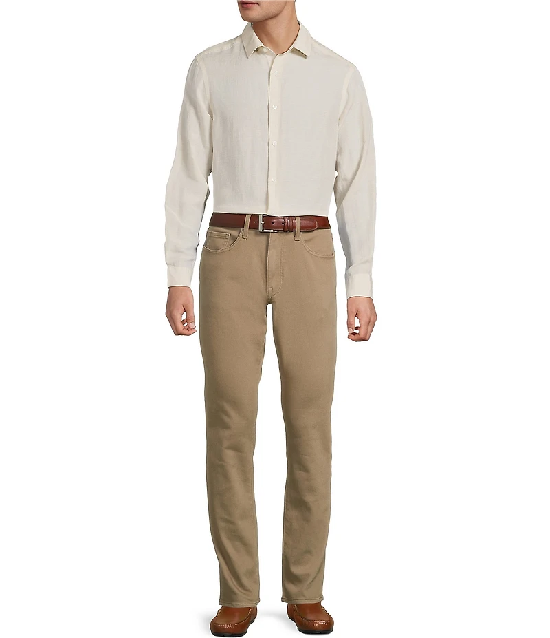 Hart Schaffner Marx Long Sleeve Solid Linen Button Front Shirt