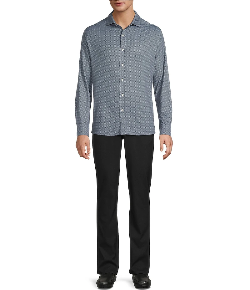 Hart Schaffner Marx Luxury Performance Long Sleeve Diamond Geo Coat Front Sport Shirt