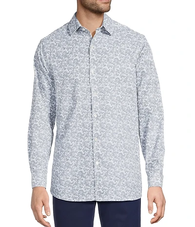 Hart Schaffner Marx Luxury Performance Long Sleeve Floral Paisley Print Coat Front Shirt