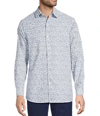 Hart Schaffner Marx Luxury Performance Long Sleeve Floral Paisley Print Coat Front Shirt