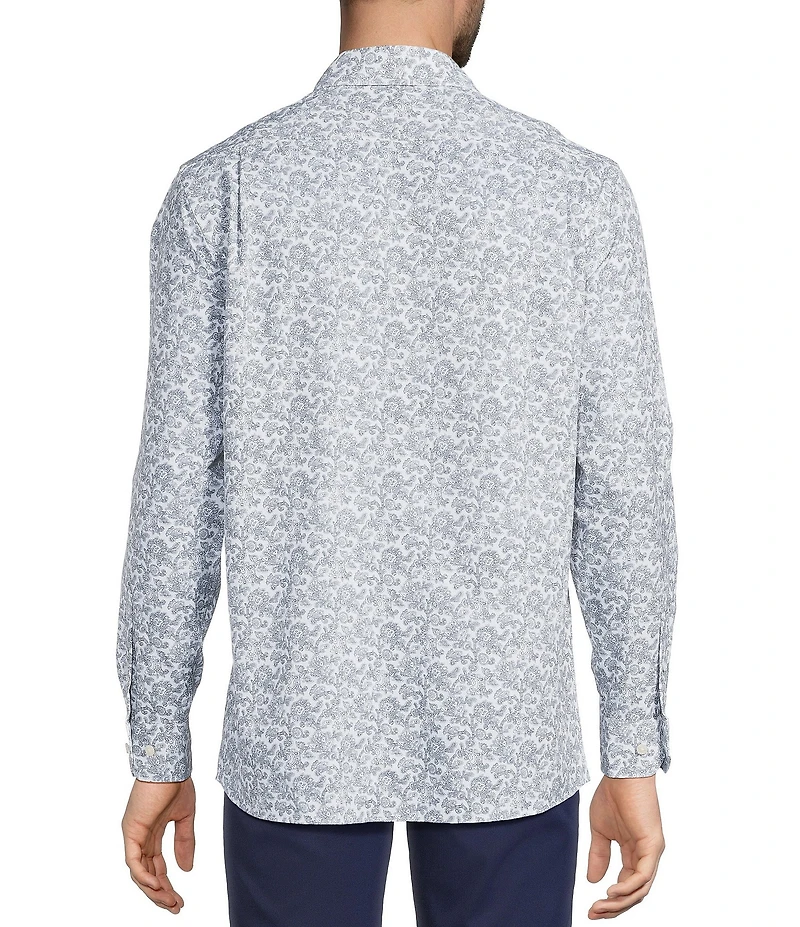 Hart Schaffner Marx Luxury Performance Long Sleeve Floral Paisley Print Coat Front Shirt