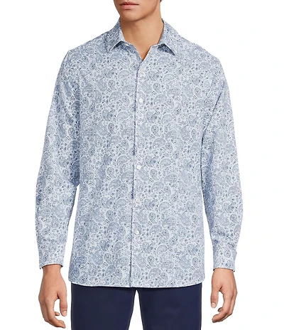Hart Schaffner Marx Luxury Performance Long Sleeve Large Paisley Print Coat Front Shirt