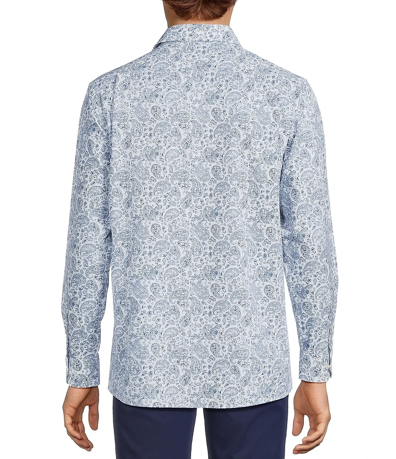 Hart Schaffner Marx Luxury Performance Long Sleeve Large Paisley Print Coat Front Shirt