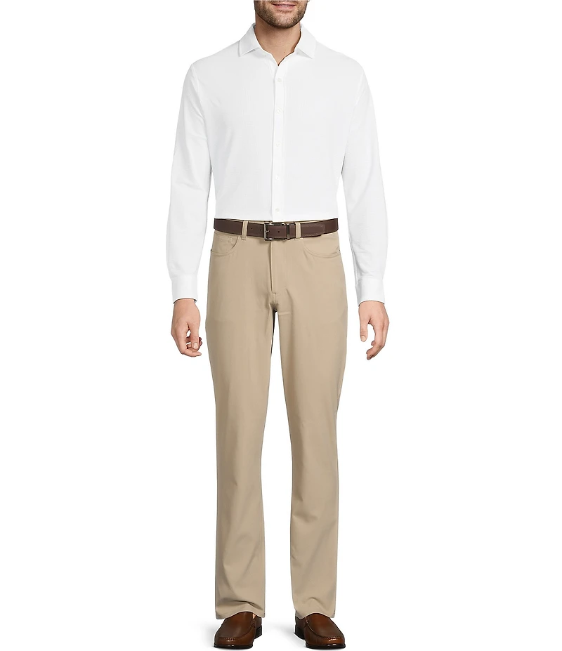 Hart Schaffner Marx Luxury Performance Long Sleeve Textured Coat Front Sport Shirt