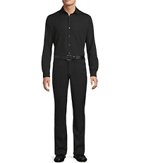 Hart Schaffner Marx Luxury Performance Long Sleeve Textured Coat Front Sport Shirt