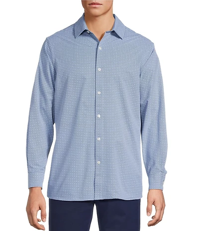 Hart Schaffner Marx Luxury Performance Long Sleeve Tile Geometric Print Coat Front Shirt